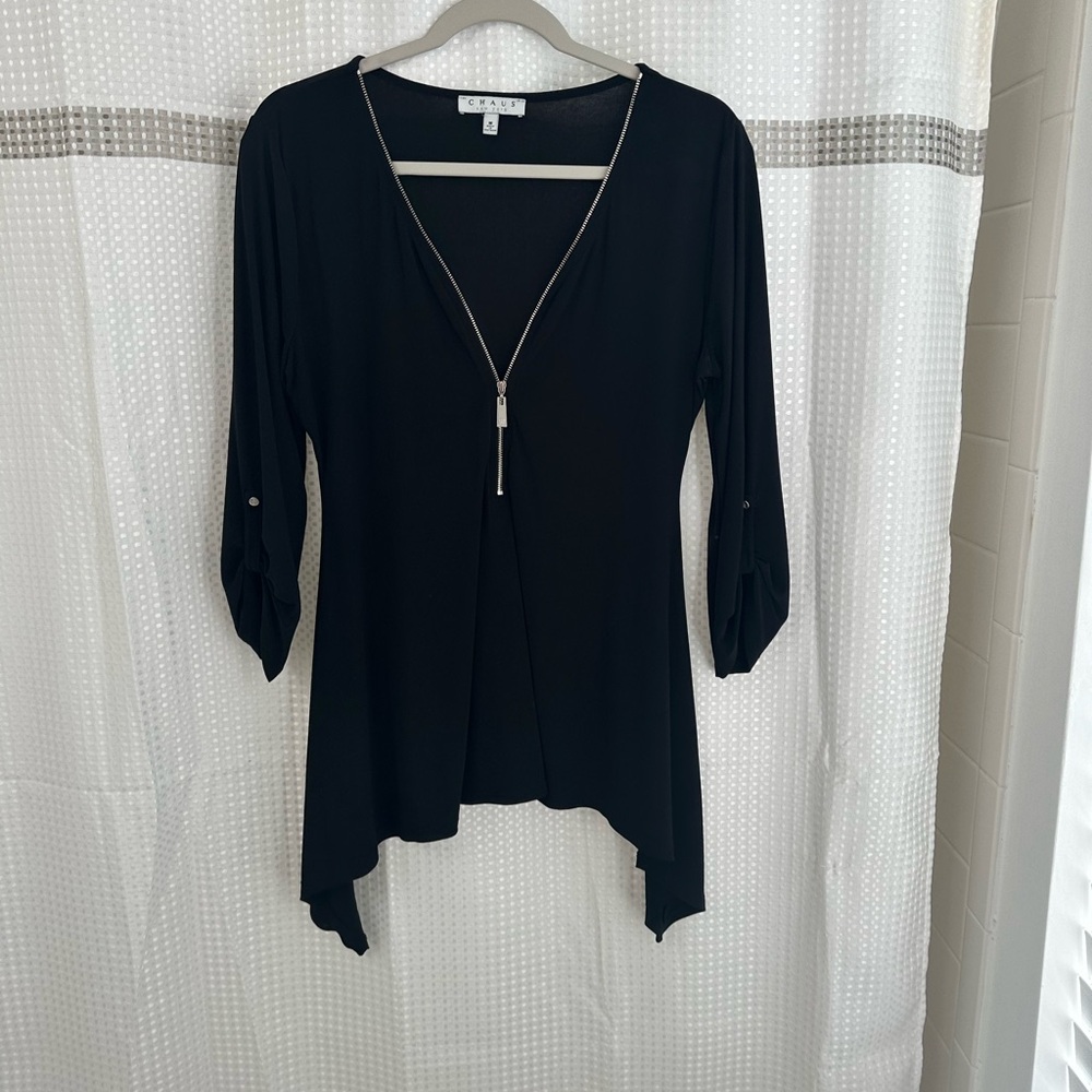 Black Zip-Front Top